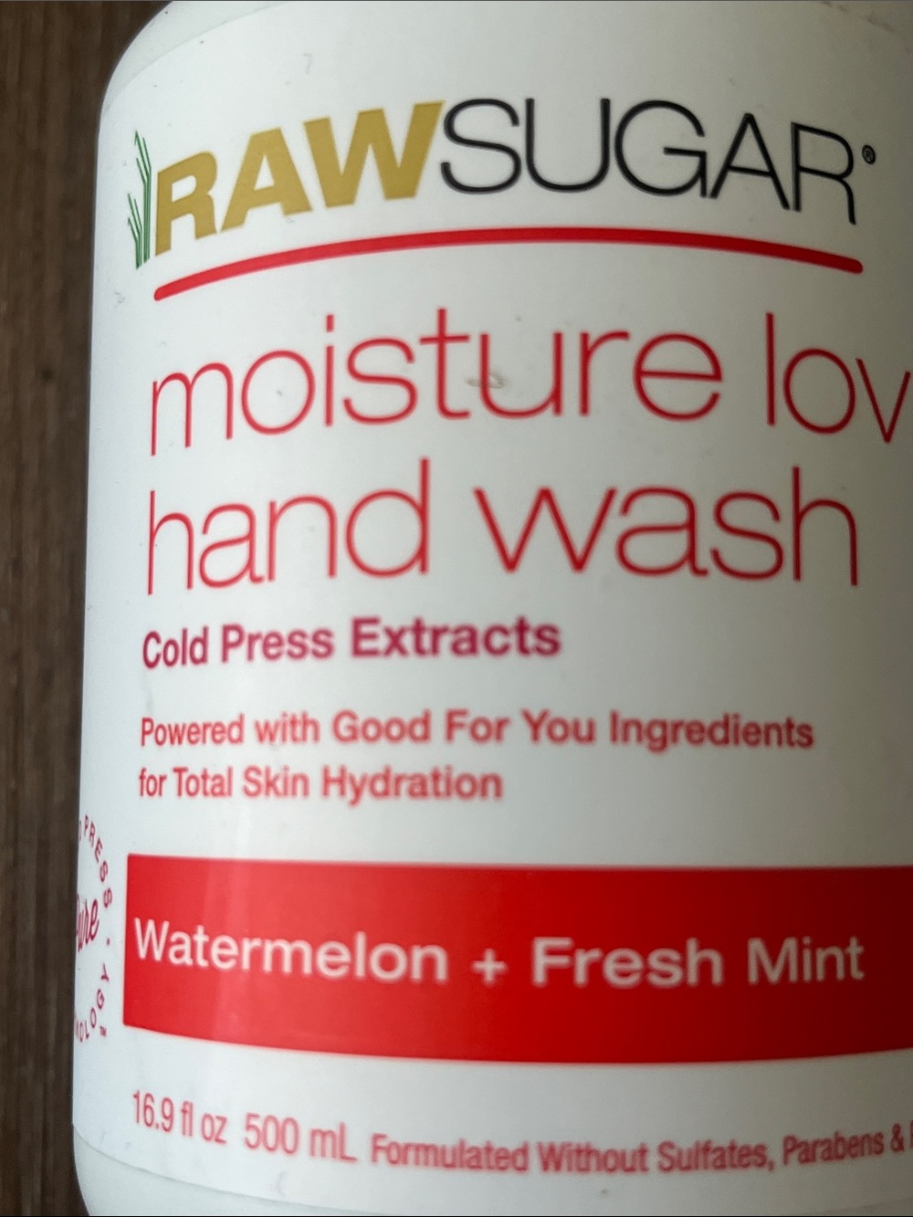 Raw Sugar Moisture Loving Hand Wash - Watermelon + Fresh Mint (White/Gold Pump) - Picture 4 of 6